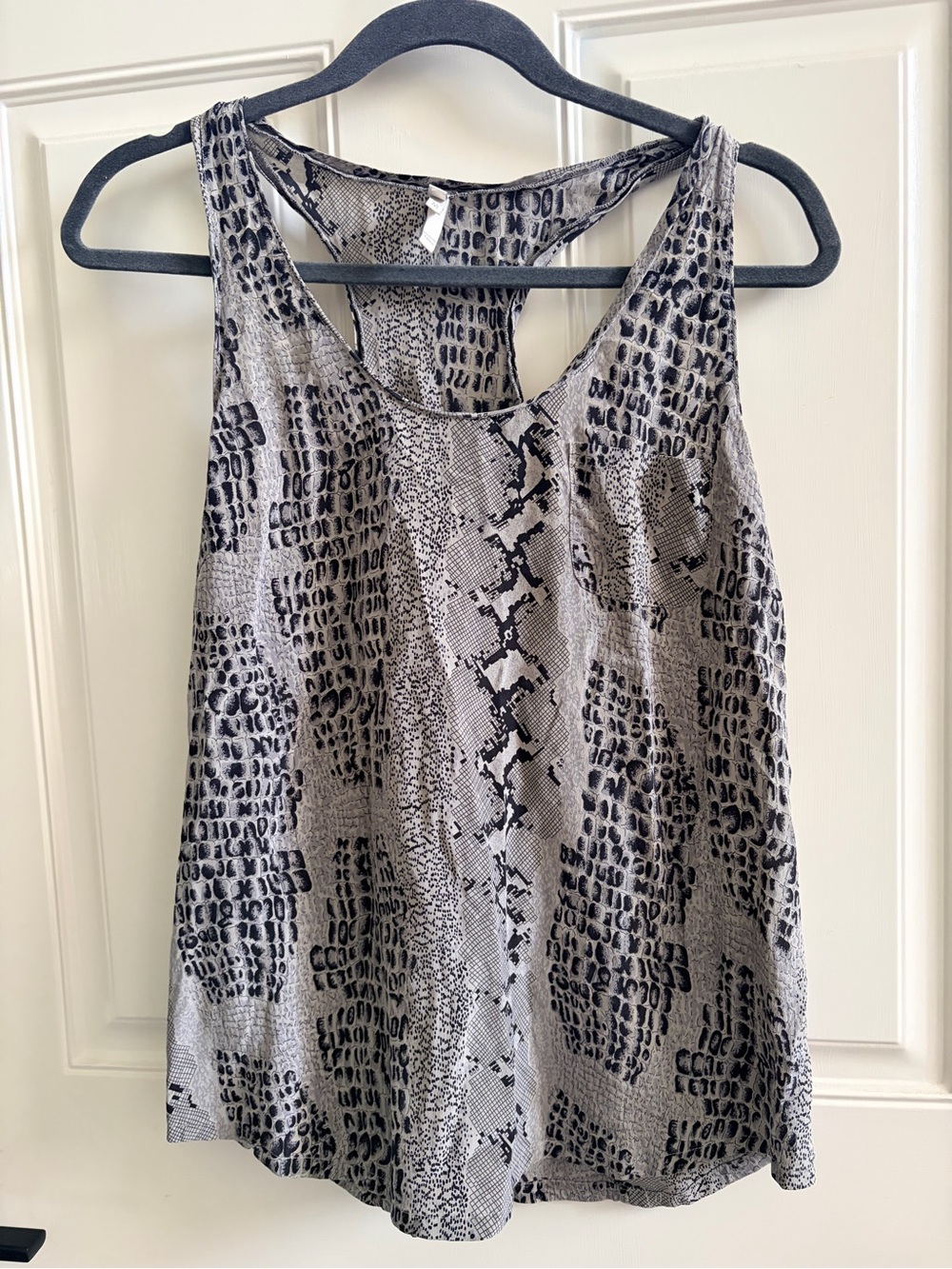 Joie Gray and Black Snake-Print Racerback Tank